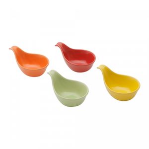 Conjunto 4 Petisqueiras de Porcelana Coloridas 13cm x 9cm x 7cm - Wolff