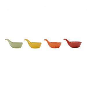 Conjunto 4 Petisqueiras de Porcelana Coloridas 13cm x 9cm x 7cm - Wolff