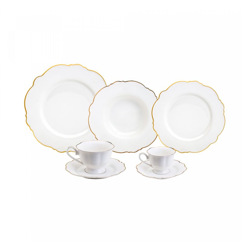 Aparelho-de-Jantar-42-Pecas-de-Porcelana-Maldivas-Branco-com-Fio-de-Ouro-Wolff