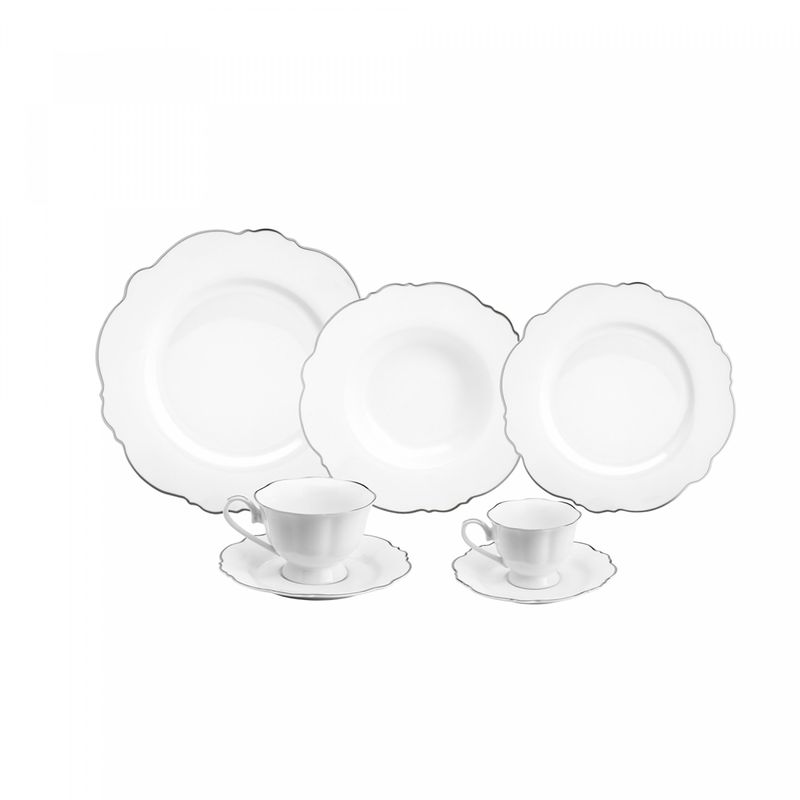 Aparelho-de-Jantar-42-Pecas-de-Porcelana-Maldivas-Branco-com-Fio-Prata-Wolff