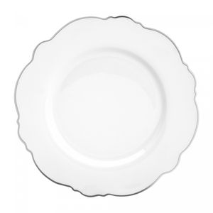 Aparelho de Jantar 42 Peças de Porcelana Maldivas Branco com Fio Prata - Wolff