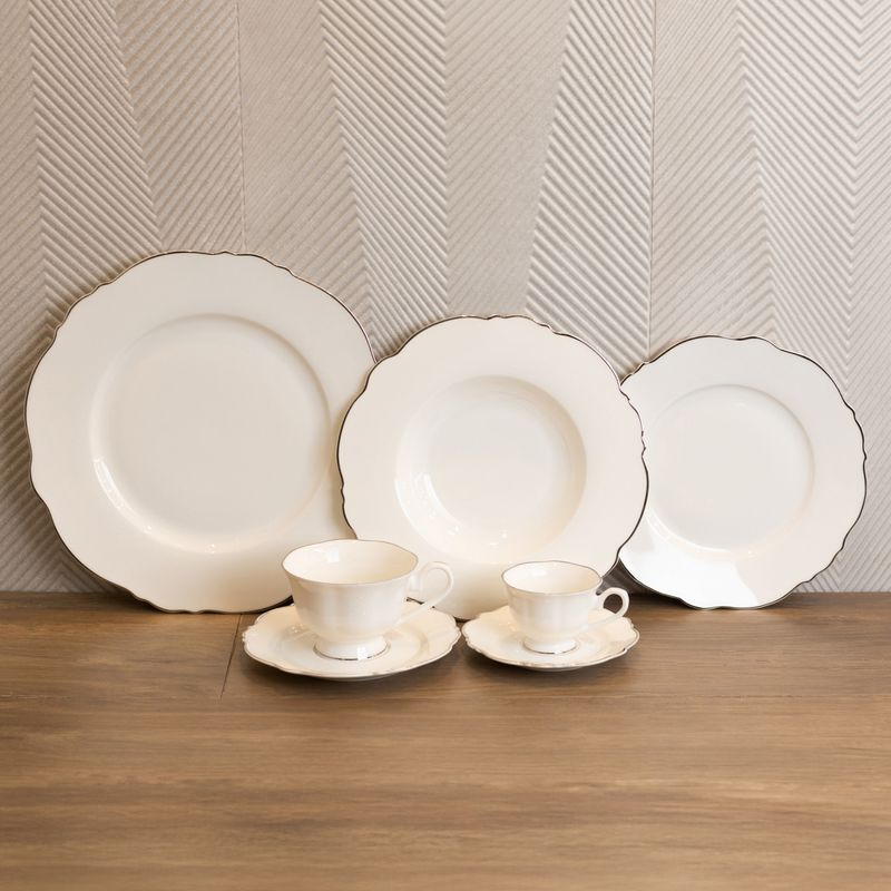 Aparelho-de-Jantar-42-Pecas-de-Porcelana-Maldivas-Branco-com-Fio-Prata-Wolff
