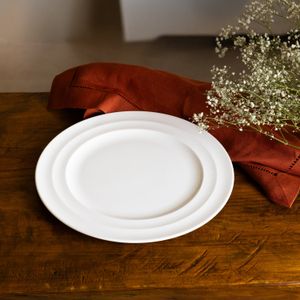 Conjunto 6 Pratos Rasos de Porcelana New Bone Bambu Branco 28cm - Wolff