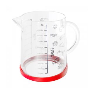 Jarra Medidora de Vidro Borossilicato Resistente ao Calor com Fundo de Silicone Removível 1L - Wolff