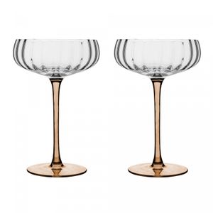 Conjunto 2 Taças Coupe de Vidro com Haste Âmbar Classic 280ml - Wolff