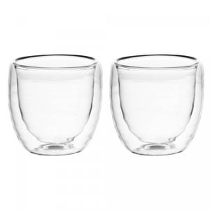 Conjunto 2 Copos de Café Parede Dupla de Vidro Borossilicato Gomos 80ml - Wolff