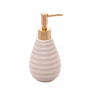 Porta Sabonete Líquido de Cerâmica Colméia Creme 330ml - Wolff
