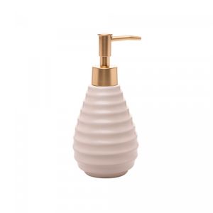 Porta Sabonete Líquido de Cerâmica Colméia Creme 330ml - Wolff