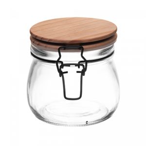 Porta Mantimento de Vidro com Tampa Hermética de Bambu 600ml - Wolff