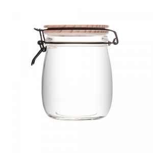 Porta Mantimento de Vidro com Tampa Hermética de Bambu 800ml - Wolff