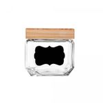Porta-Mantimento-de-Vidro-com-Tampa-de-Pinus-e-Adesivo-Customizavel-800ml-Wolff