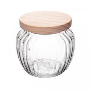Porta Mantimento de Vidro com Tampa de Pinus 600ml - Wolff