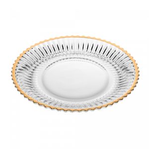 Conjunto 4 Pratos para Sobremesa de Cristal com Fio de Ouro Império 20cm - Wolff