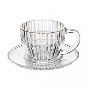 Conjunto 4 Xícaras de Chá de Cristal com Fio de Ouro Império 220ml - Wolff