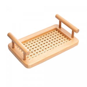 Bandeja de Bambu com Alças e Fundo em Treliça 25cm x 15cm x 5cm - Wolff