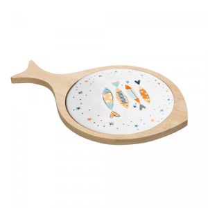 Conjunto 2 Peças Tábua com Bandeja de Bambu Iki 27cm x 17cm x 1cm - Wolff