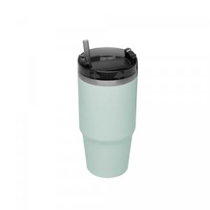 Copo Térmico Parede Dupla SlimTerm com Base Ergonômica e Canudo Verde 590ml - Wolff