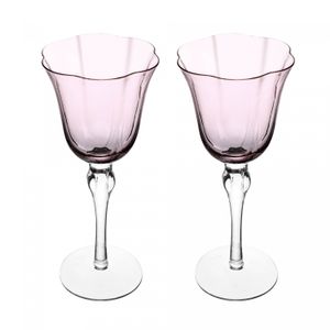 Conjunto 2 Taças para Vinho Lily 250ml Rosa e Cinza Vidro - Wolff