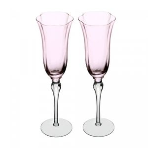 Conjunto 2 Taças para Champanhe Lily 200ml Rosa e Cinza Vidro - Wolff