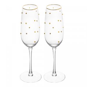 Conjunto 2 Taças para Champanhe Balls Fio de Ouro 220ml Vidro - Wolff