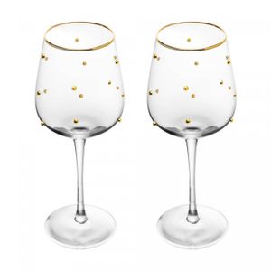 Conjunto 2 Taças para Vinho Balls Fio de Ouro 350ml Vidro - Wolff