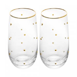 Conjunto 2 Copos Balls Fio de Ouro 300ml Vidro - Wolff