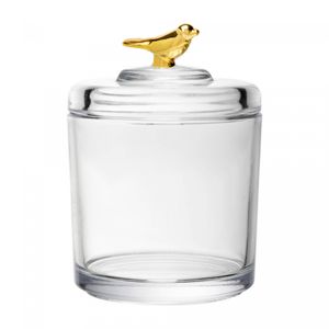Pote com Tampa Golden Bird 10,5cm x 10,5cm x 14,5cm Cristal Ecológico - Wolff