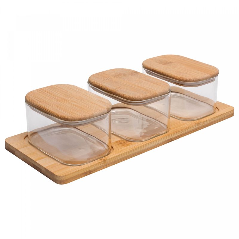 Conjunto-3-Potes-com-Tampa-e-Bandeja-de-Bambu-Vidro-Borossilicato-Wolff