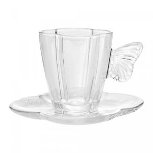 Conjunto 4 Xícaras de Café com Pires Butterfly 80ml Cristal - Wolff