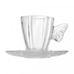 Conjunto 4 Xícaras de Café com Pires Butterfly 80ml Cristal - Wolff