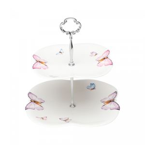 Prato Duplo de Porcelana para Doces Borboletas 20cm/24cm x 25cm - Wolff