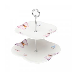 Prato Duplo de Porcelana para Doces Borboletas 20cm/24cm x 25cm - Wolff