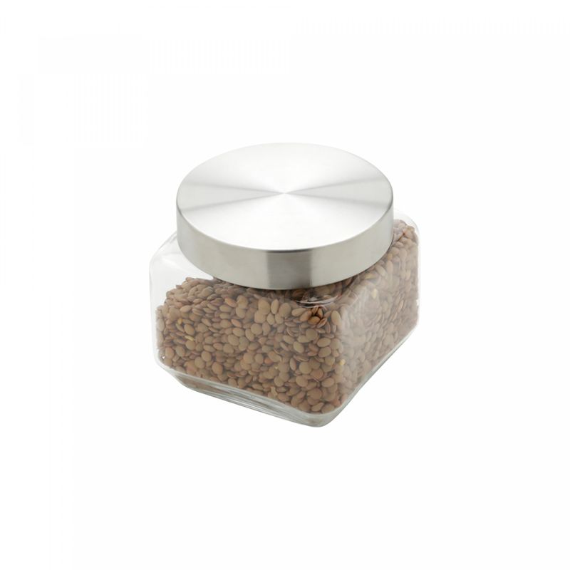 Porta-Mantimento-de-Vidro-com-Tampa-de-Aco-Quadrado-2L-Wolff
