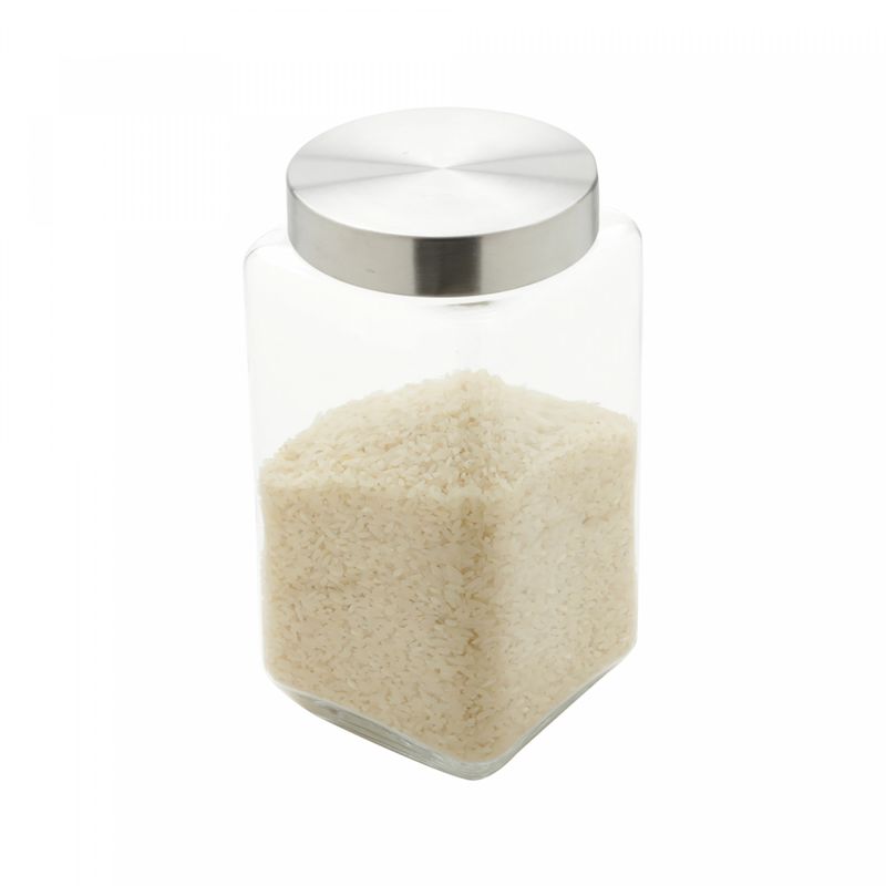 Porta-Mantimento-de-Vidro-com-Tampa-de-Aco-Quadrado-2L-Wolff