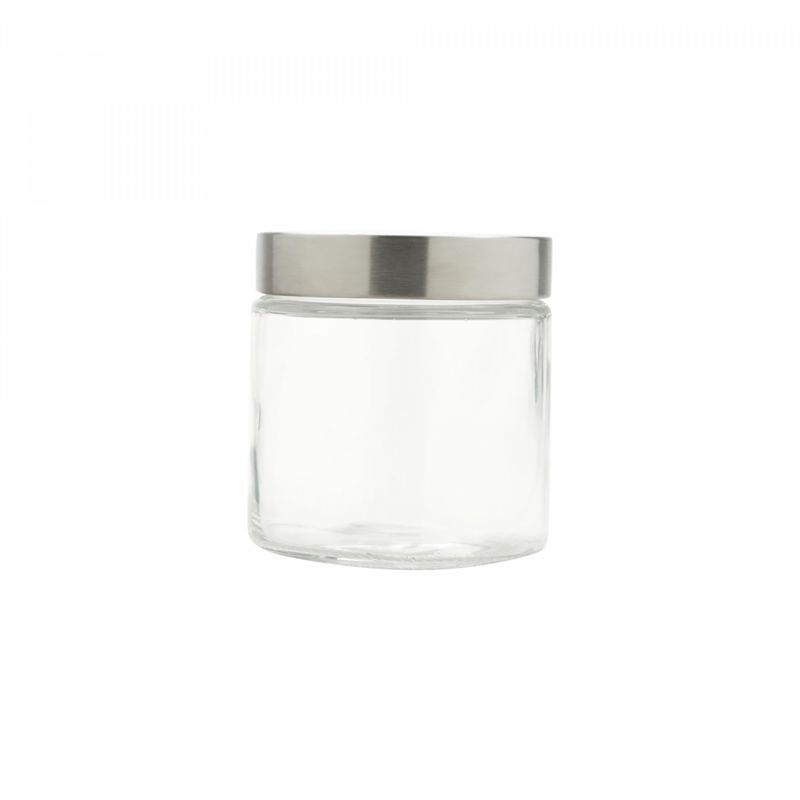 Porta-Mantimento-de-Vidro-com-Tampa-de-Aco-Redondo-880ml-Wolff