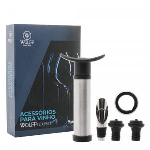 Conjunto 5 Peças de Aço Inox para Vinho com Caixa - Wolff