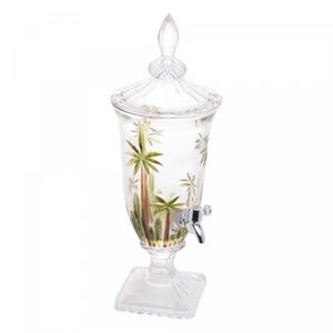 Suqueira de Cristal Ecológico com Pé e Tampa Palm Tree Handpaint 2L - Wolff