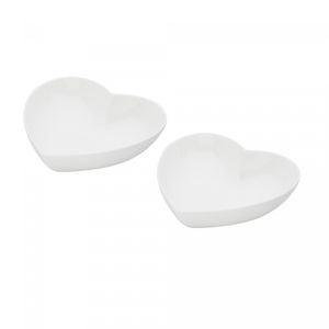Conjunto 2 Petisqueiras de Porcelana Coração 19cm x 15cm x 6cm - Wolff