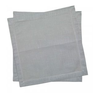 Conjunto 2 Guardanapos Ponto Ajour de Algodão Luxo Cinza Claro 40cm x 40cm - Wolff