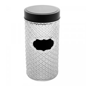 Pote de Vidro com Tampa Preta Label 11cm x 22cm 1,6L - Wolff