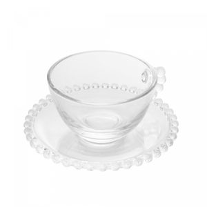 Conjunto 4 Xícaras de Chá de Cristal com Pires Pearl 180ml - Wolff