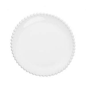 Conjunto 6 Pratos Rasos de Porcelana Beads Branco 28cm - Wolff