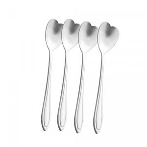 Conjunto 4 Colheres de Chá de Aço Inox Heart Prata - Wolff