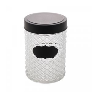 Pote de Vidro com Tampa Preta Label 1L 11cm x 17cm - Wolff