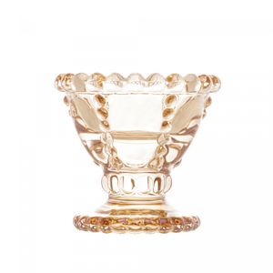 Porta Vela de Vidro Pearl Âmbar Metalizado 8cm x 8cm - Wolff
