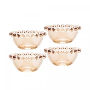 Conjunto 4 Bowls de Cristal Pearl Âmbar Metalizado 9cm x 4cm - Wolff