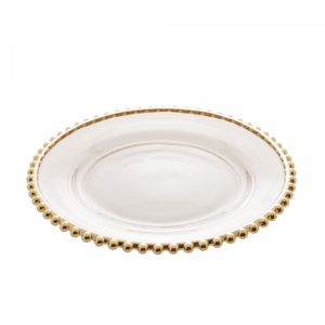 Prato de Cristal com Borda Dourada Pearl 20cm - Wolff