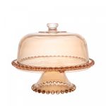Prato-para-Bolo-de-Cristal-com-Pe-e-Tampa-Pearl-Ambar-Metalizado-31cm-x-25cm-Wolff