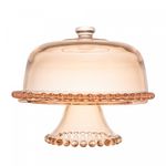 Prato-para-Bolo-de-Cristal-com-Pe-e-Tampa-Pearl-Ambar-Metalizado-31cm-x-25cm-Wolff