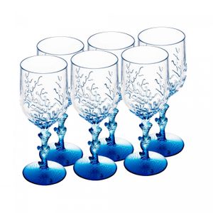 Conjunto 6 Taças de Acrílico Coral Azul 450ml - Wolff